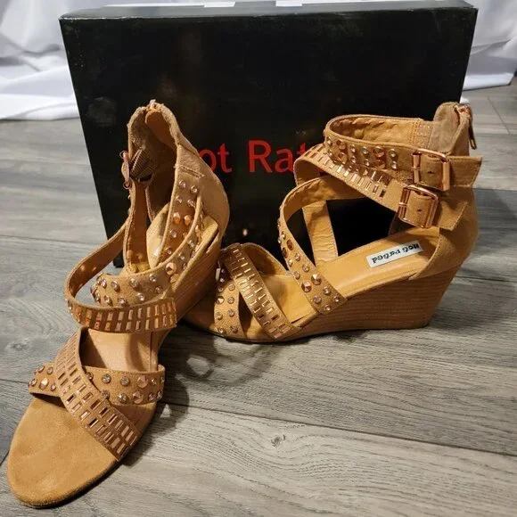 Not Rated Serpentina Rose Gold Embellished Wedge Sandal.  Size 9.  Worn once. - Picture 2 of 10